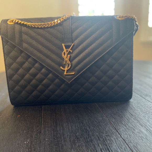 YSL ENVELOPE LARGE BAG IN MIX MATELASSÉ GRAIN DE POUDRE EMBOSSED LEATHER - Picture 3 of 15